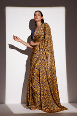 GEO FLORAL SAREE HAND EMBRIODRED