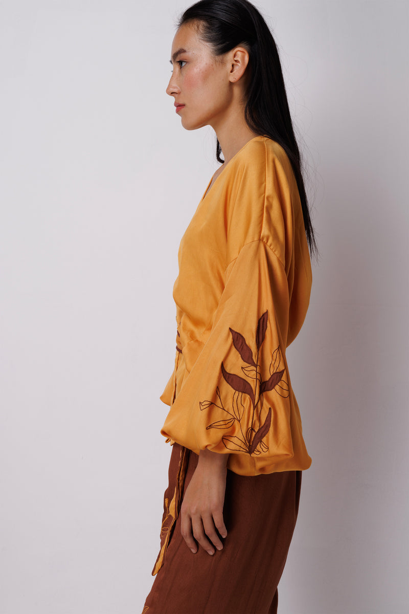 HAND EMBROIDERED KIMONO TOP WITH BELT