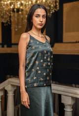 EMBROIDERED SILK TOP